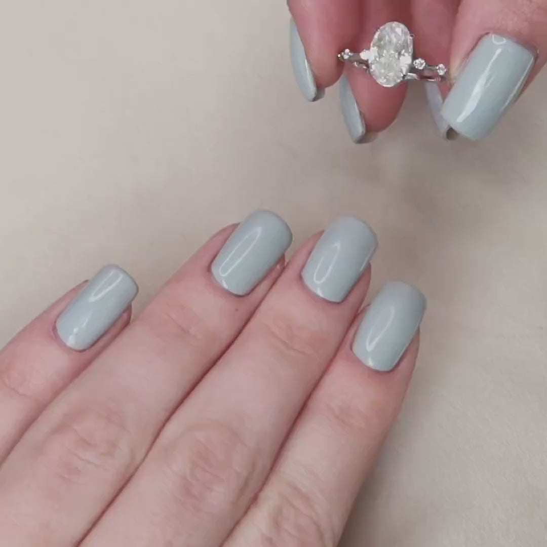 3.5 CT Oval Pave Moissanite Engagement Ring